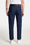 Erkek Straight Fit Bol Kesim Denim Yıkamalı Efektli Esnek Lacivert Jean Kot Pantolon