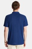 Erkek Slim Fit Dar Kesim Viskon Fermuarlı Polo Yaka Lacivert Tişört
