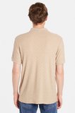 Erkek Slim Fit Dar Kesim Viskon Kumaş Desenli Düz Pike Düğmesiz Vizon Polo Yaka Tişört