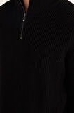 Erkek Slim Fit Dar Kesim Fermuarlı Siyah Dik Yaka Triko Kazak