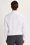Slim Fit Beyaz Non-Iron %100 Pamuk Doğa Dostu Ekoteks Belgeli Ütü Gerektirmez Gömlek