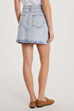 Kadın Slim Fit Dar Kesim Cepli Mini Denim Etek