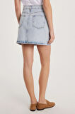 Kadın Slim Fit Dar Kesim Cepli Mini Denim Etek