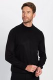 Erkek Slim Fit Dar Kesim Yumuşak Dokulu Tüylenmeyen Siyah Yarım Balıkçı Yaka Triko Kazak