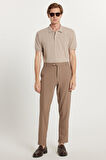 Erkek Slim Fit Dar Kesim Esnek Yan Cepli Bilek Boy Canvas Kesim Kahverengi Pantolon
