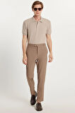 Erkek Slim Fit Dar Kesim Esnek Yan Cepli Bilek Boy Canvas Kesim Kahverengi Pantolon