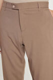 Erkek Slim Fit Dar Kesim Esnek Yan Cepli Bilek Boy Canvas Kesim Kahverengi Pantolon