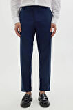 Erkek Slim Fit Dar Kesim Esnek Yan Cepli Bilek Boy Canvas Kesim Lacivert Pantolon
