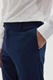 Erkek Slim Fit Dar Kesim Esnek Yan Cepli Bilek Boy Canvas Kesim Lacivert Pantolon