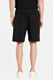 Erkek Relax Fit Rahat Kesim Yandan Cepli Siyah Bermuda Şort