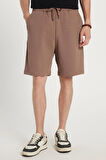 Erkek Relax Fit Rahat Kesim Yandan Cepli Bermuda Kahverengi Şort