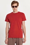 Unisex Slim Fit Dar Kesim %100 Pamuk Yumuşak Dokulu Kiremit Bisiklet Yaka Tişört