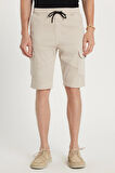 Erkek Relax Fit Rahat Kesim %100 Pamuk Kargo Cep Taş Renk Kapri Şort