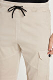 Erkek Relax Fit Rahat Kesim %100 Pamuk Kargo Cep Taş Renk Kapri Şort