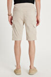 Erkek Relax Fit Rahat Kesim %100 Pamuk Kargo Cep Taş Renk Kapri Şort