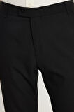 Erkek Slim Fit Dar Kesim Chino Yandan Cepli Pamuklu Siyah Pantolon