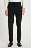 Erkek Slim Fit Dar Kesim Chino Yandan Cepli Pamuklu Siyah Pantolon