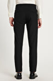 Erkek Slim Fit Dar Kesim Chino Yandan Cepli Pamuklu Siyah Pantolon