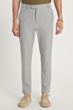 Erkek Slim Fit Dar Kesim Chino Yandan Cepli Pamuklu Gri Pantolon