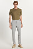 Erkek Slim Fit Dar Kesim Chino Yandan Cepli Pamuklu Gri Pantolon