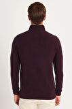 Erkek Slim Fit Dar Kesim Pamuklu Selanik Kumaş Yarım Fermuarlı Siyah Dik Yaka Sweatshirt