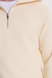 Unisex Relax Fit Rahat Kesim Pamuklu İçi Polarlı Yarım Fermuarlı Taş Kapüşonlu Sweatshirt