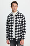 Erkek Slim Fit Dar Kesim Uzun Kollu Cepli Kareli Dama Desenli Kışlık Oduncu Gömlek