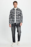 Erkek Slim Fit Dar Kesim Uzun Kollu Cepli Kareli Dama Desenli Kışlık Oduncu Gömlek