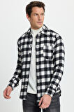 Erkek Slim Fit Dar Kesim Uzun Kollu Cepli Kareli Dama Desenli Kışlık Oduncu Gömlek
