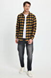 Erkek Slim Fit Dar Kesim Uzun Kollu Cepli Kareli Dama Desenli Kışlık Oduncu Gömlek