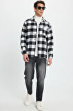 Erkek Relax Fit Rahat Kesim Uzun Kollu Cepli Dama Desen Kareli Apaş Yaka Kışlık Oduncu Gömlek
