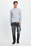 Erkek Relax Fit Rahat Kesim Uzun Kollu Ekstra Yumuşak Bisiklet Yaka Gri Sweatshirt
