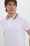 Erkek Slim Fit Dar Kesim %100 Pamuk Beyaz Polo Yaka Tişört