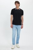Erkek Slim Fit Dar Kesim %100 Pamuk Siyah Polo Yaka Tişört