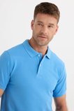 Erkek Slim Fit Dar Kesim Premium Seri %100 Pamuk Yumuşak Dokulu Merserize Mavi Polo Yaka Tişört 
