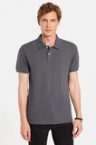 Erkek Slim Fit Dar Kesim Premium Seri %100 Pamuk Yumuşak Dokulu Merserize Gri Polo Yaka Tişört 