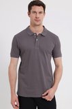Erkek Slim Fit Dar Kesim %100 Pamuk Kısa Kollu Polo Yaka Gri Tişört