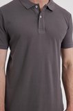 Erkek Slim Fit Dar Kesim %100 Pamuk Kısa Kollu Polo Yaka Gri Tişört