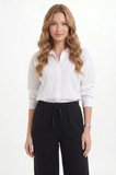 Kadın %100 Pamuk Baggy Fit Rahat Kesim Lastikli Bel Müslin Kumaş Cepli Siyah Pantolon
