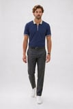 Erkek Slim Fit Dar Kesim %100 Pamuk Kısa Kollu Yarım Fermuarlı Lacivert Polo Yaka Tişört