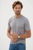 Erkek Regular Fit Klasik Kesim Ekstra Soft Modal Kumaş Bisiklet Yaka Kısa Kollu Gri Tişört