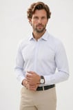 Erkek Klasik Fit Rahat Kesim %100 Pamuk Premium Uzun Kollu Mint Çizgili Gömlek