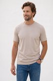 Erkek Regular Fit Klasik Kesim Ekstra Soft Modal Kumaş Bisiklet Yaka Kısa Kollu Bej Tişört