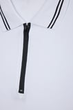 Erkek Slim Fit Dar Kesim %100 Pamuk Kısa Kollu Fermuarlı Beyaz Polo Yaka Tişört