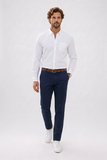 Erkek Slim Fit Dar Kesim Uzun Kollu %100 Pamuk Keten Efektli Düğmeli Yaka Rahat Beyaz Gömlek