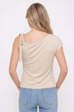 Kadın Slim Fit Dar Kesim Kısa Kollu Kayık Yaka Bej  Bluz