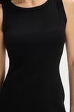 Kadın Slim Fit Dar Kesim Pamuklu Sıfır Kol Bisiklet Yaka Siyah Elbise