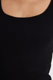Kadın Slim Fit Dar Kesim Pamuklu Kare Yaka Kısa Kollu Siyah Tişört