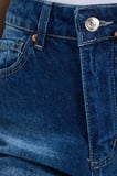 Kadın Relax Fit Rahat Kesim %100 Pamuk Cepli Geniş Paça Lacivert Jean Kot Pantolon