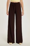 Kadın Slim Fit Dar Kesim Beli Lastikli Büzgülü İspanyol Paça Kahverengi Pantolon